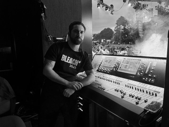 Live sound mixing console in action